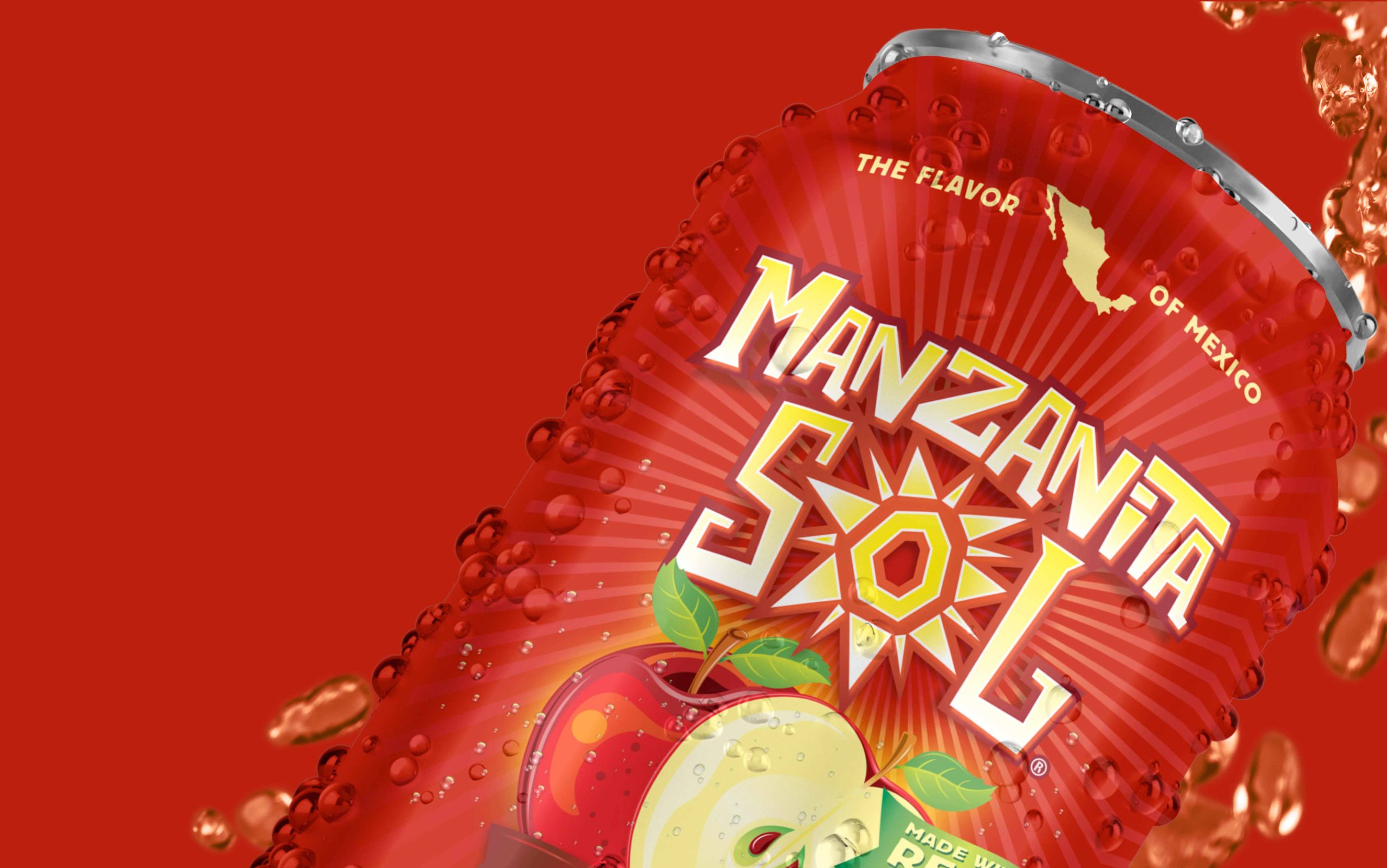 Closeup of can design for Mexican apple juice brand Manzanita sol