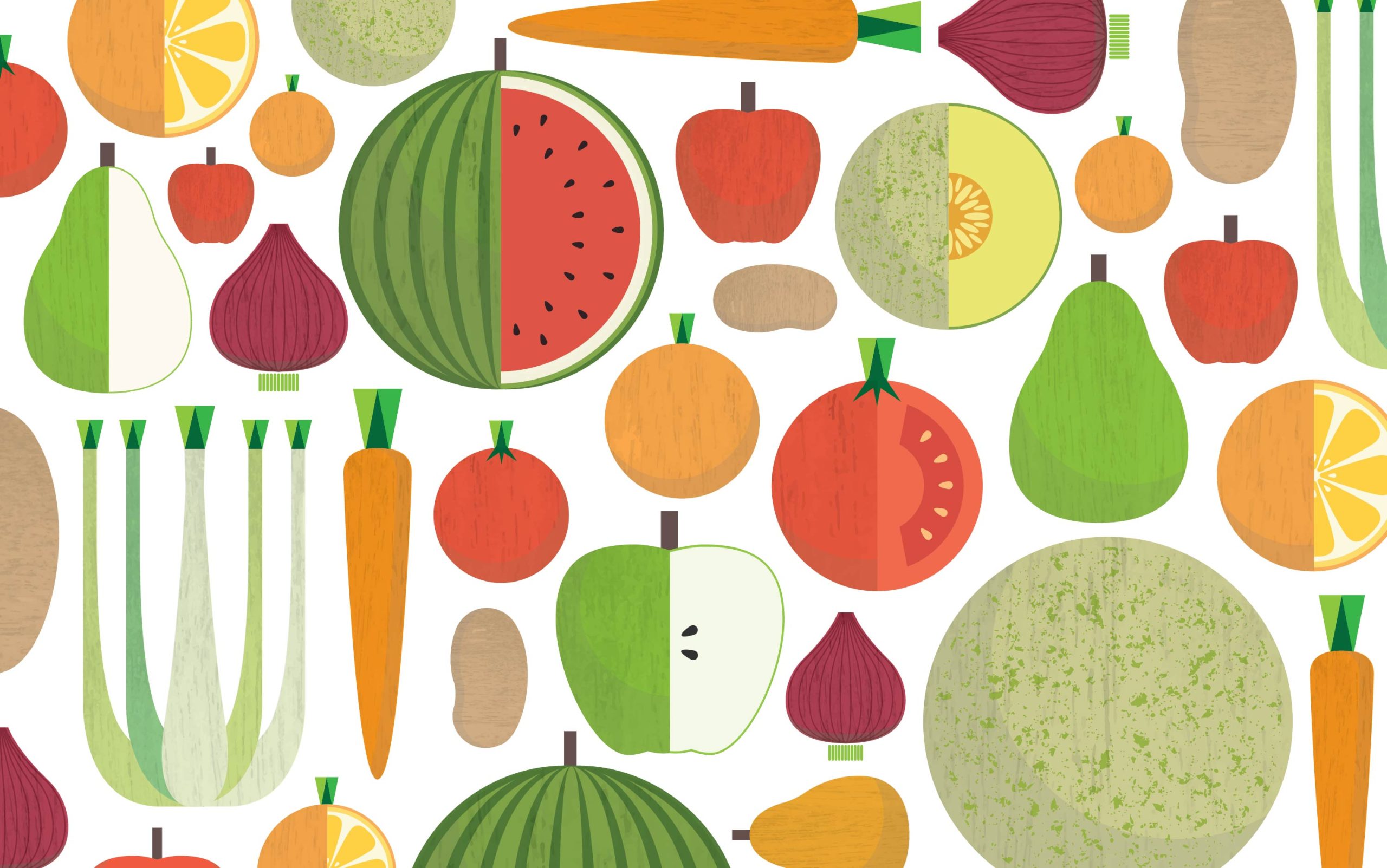 Fruit and vegetable illustrations for The Food Group