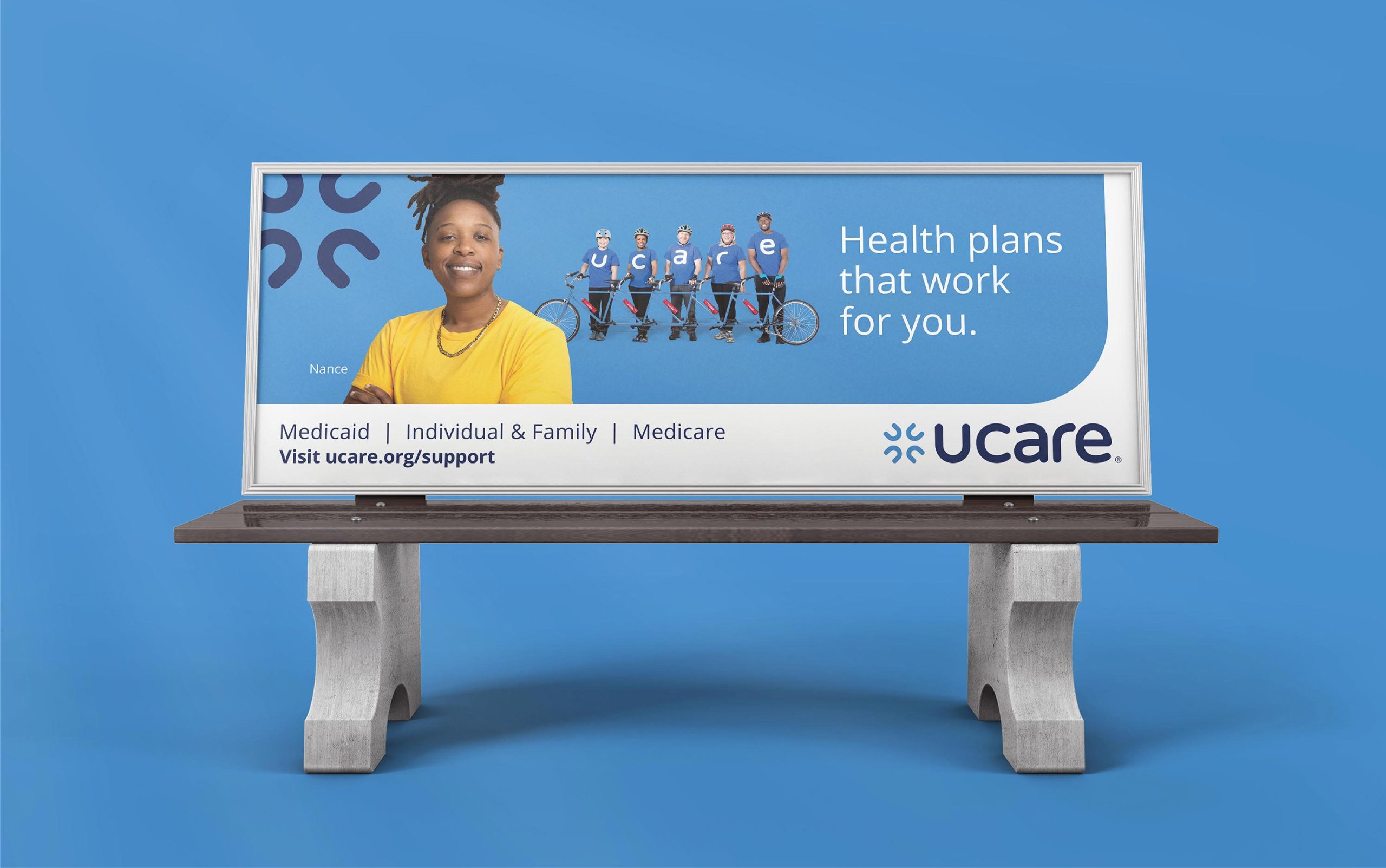 Multicultural bench advertisement design for UCare