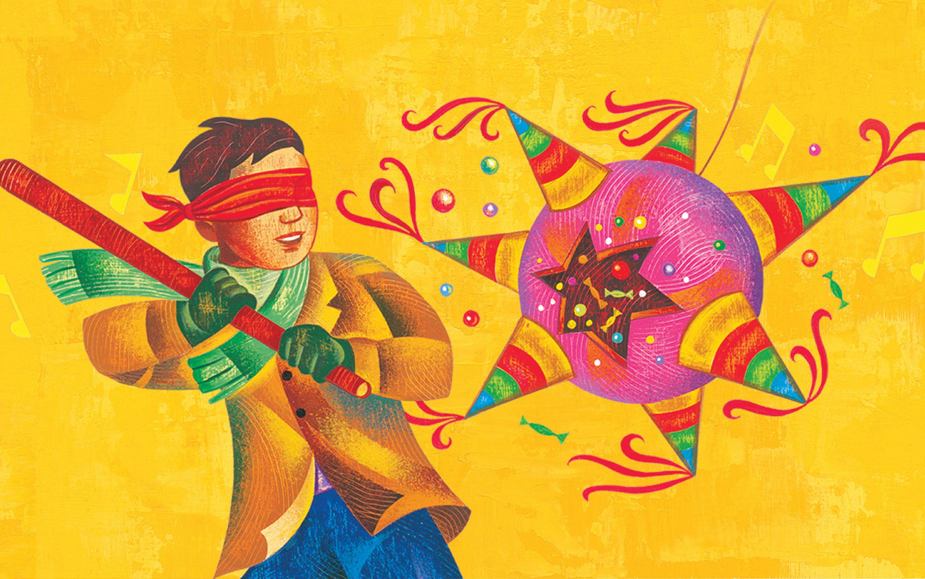 Latino piñata illustration for Gamesa holiday cookies