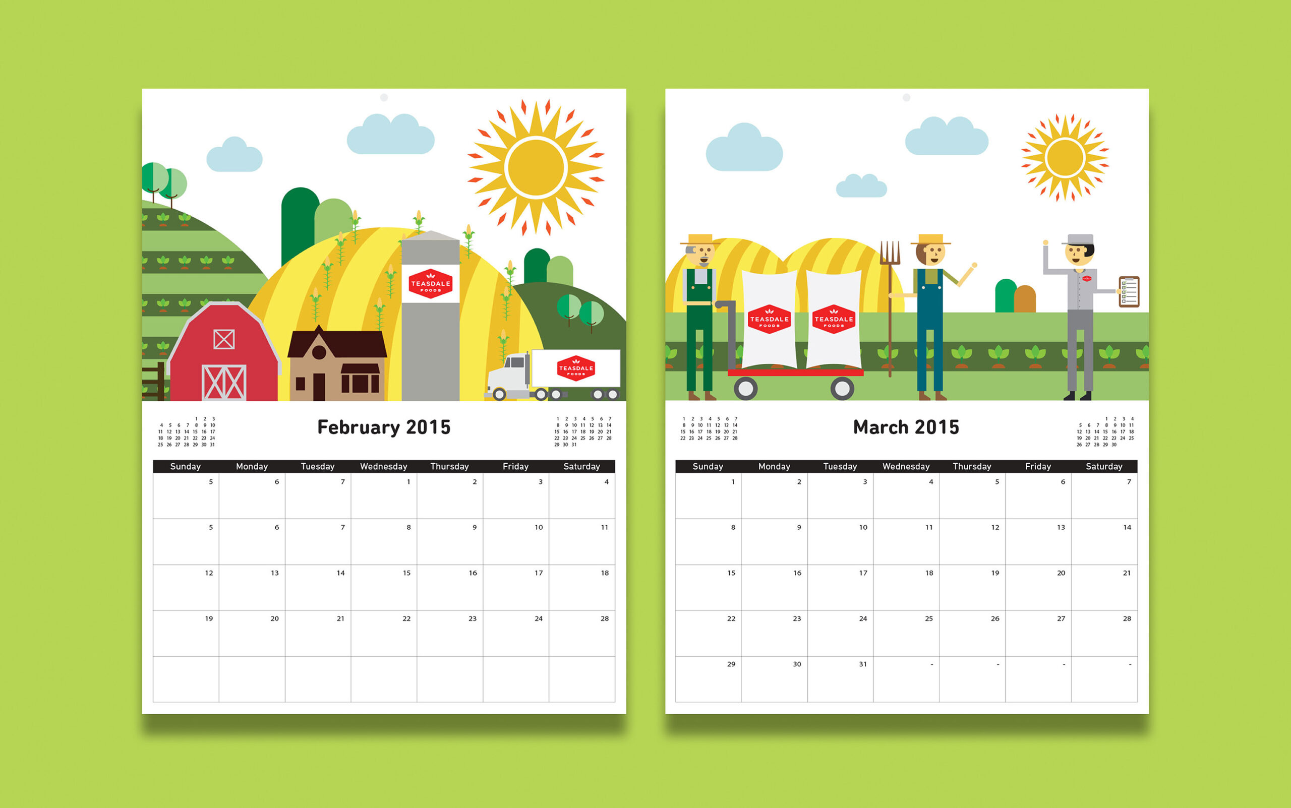 calendar design for Teasdale foods