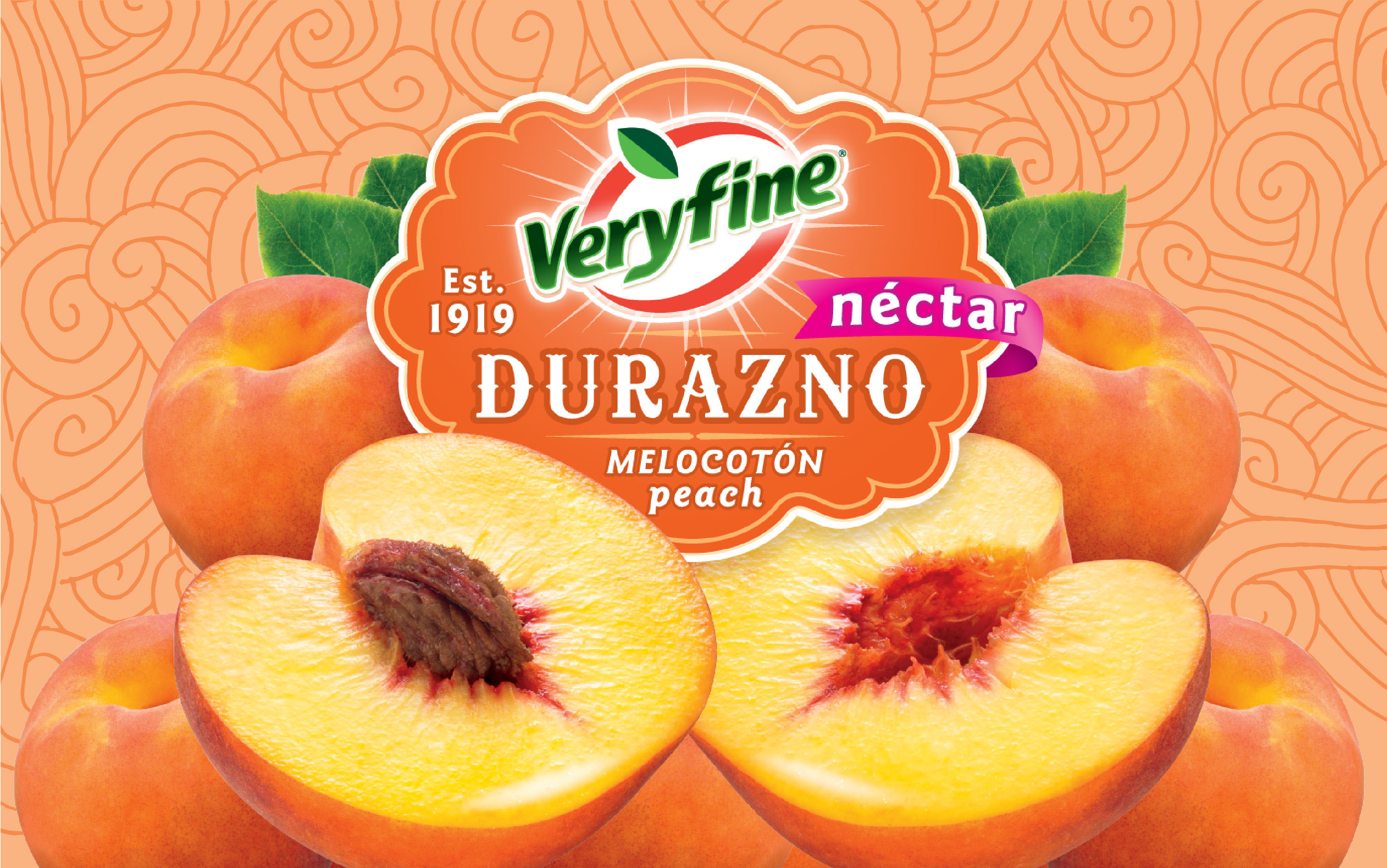 Peach flavored juice Label design