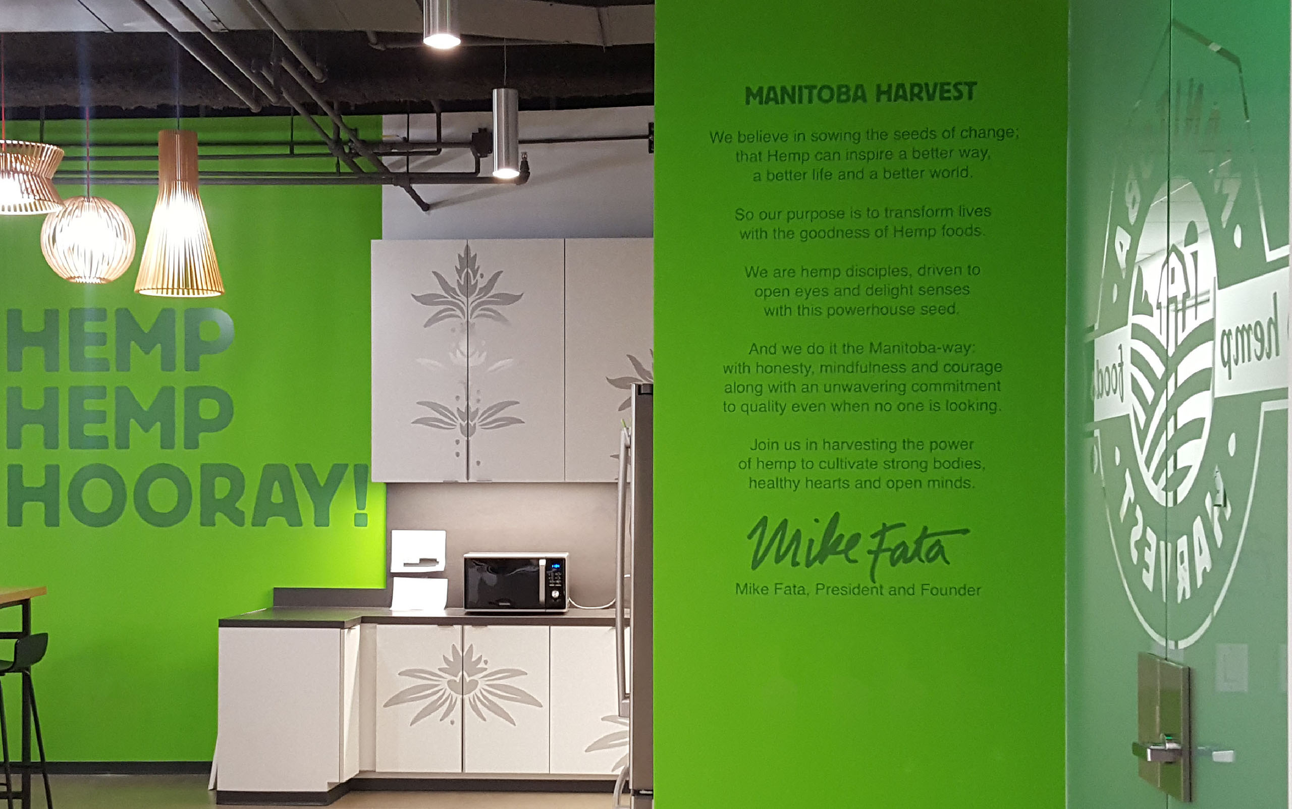 Office branding for Manitoba Harvest