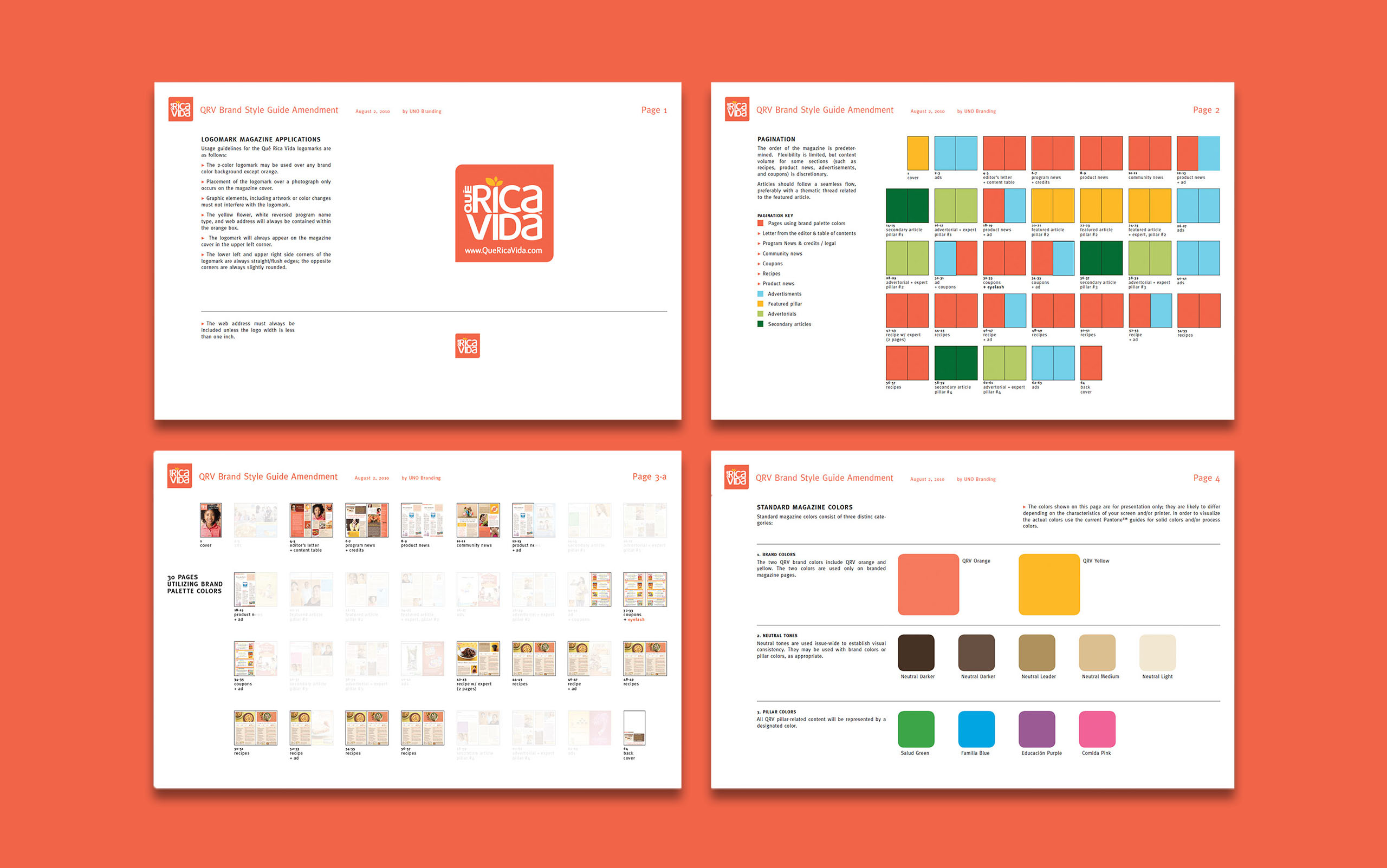 Brand style guide for general mills Que rica vida showing brand colors