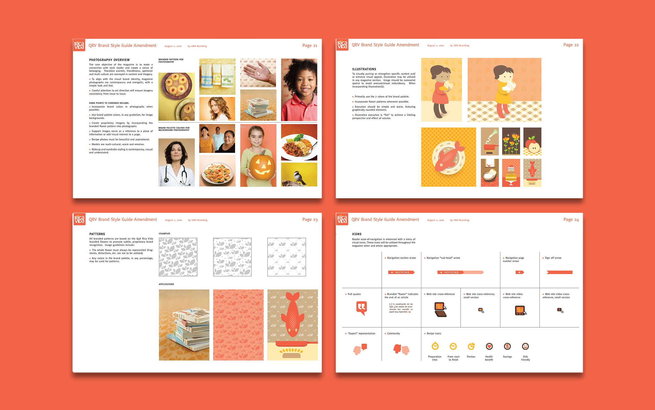 Brand style guide for general mills Que rica vida showing illustration and photo use