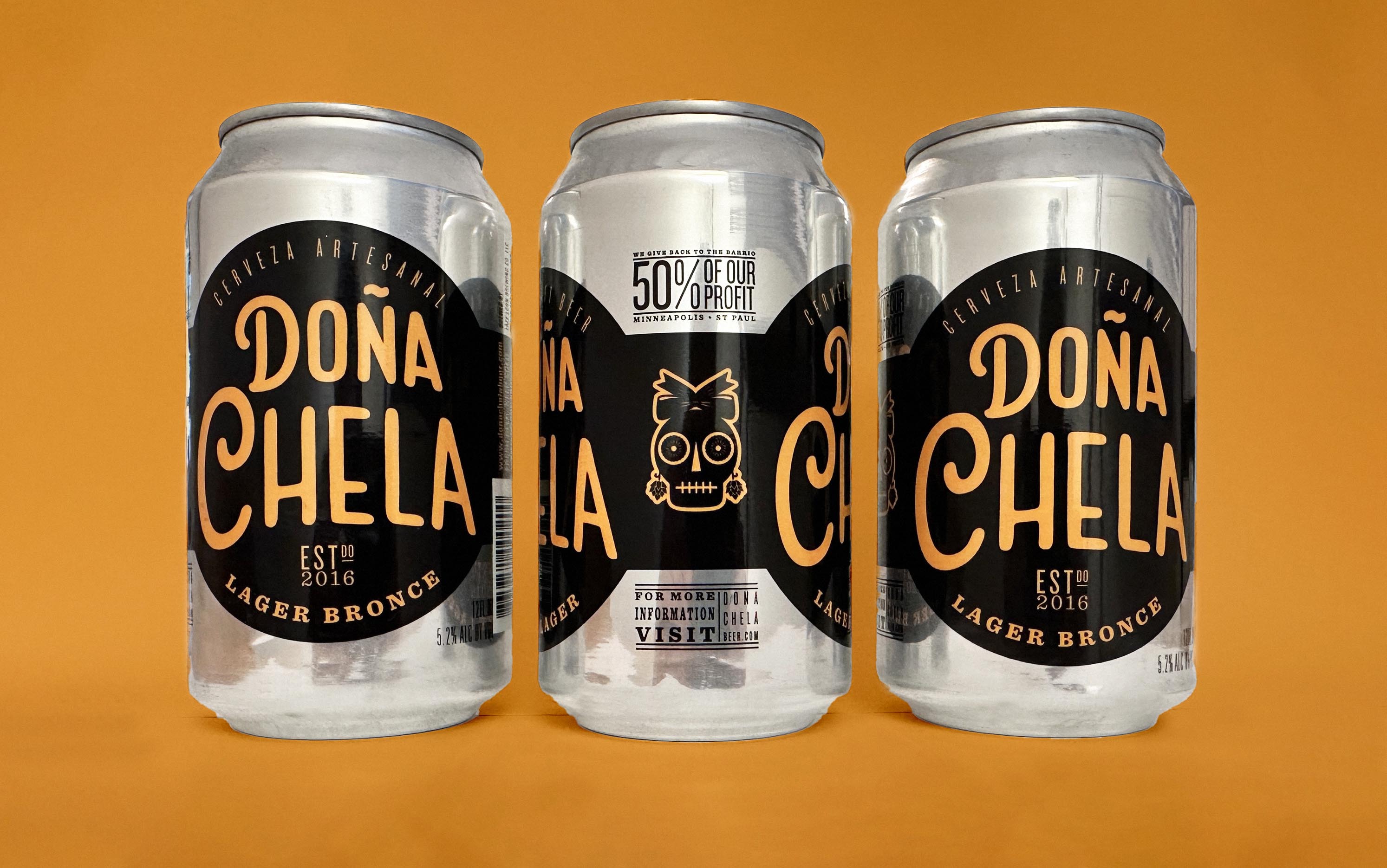 Latino beer packaging design for La Dona Chela in minneapolis